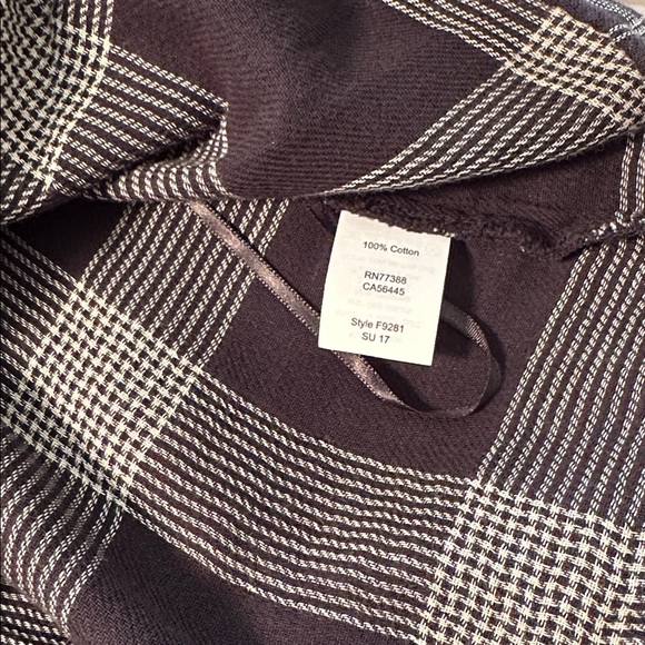 Madewell black Plaid Off-Shoulder Blouse, tie 3/4 sleeve - Picture 7 of 8